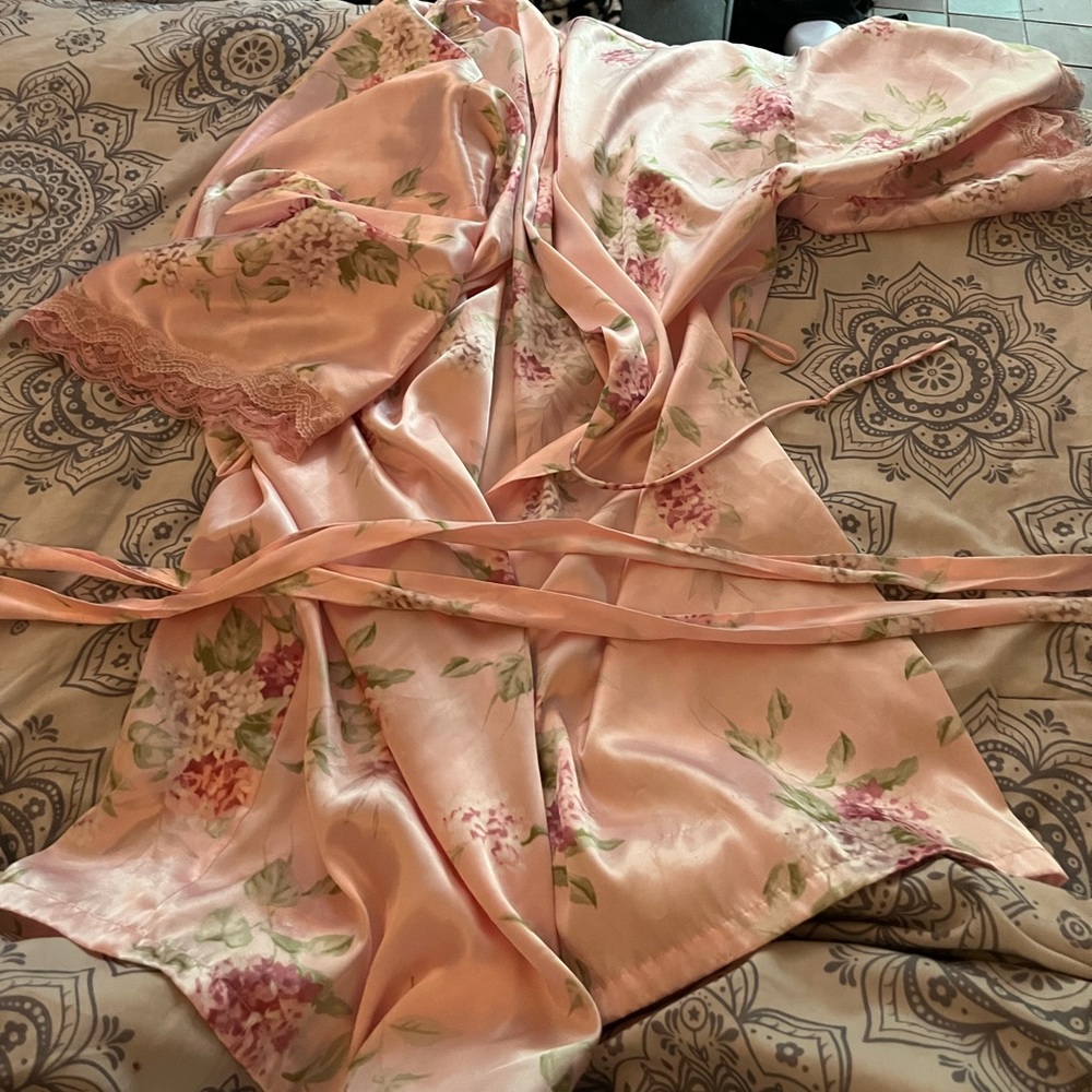 Silky pink robe